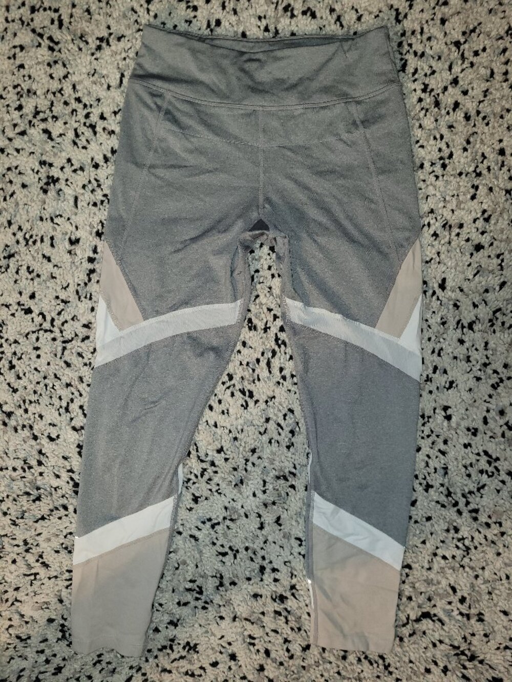 Calvin Klein Performance Moisture-Wicking Colorblock Leggings - Grey/Tan/White - Picture 2 of 14